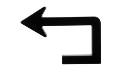 Isolated Back Arrow Turning Down Direction Sign, Indicator, Navigation, Orientation Symbol