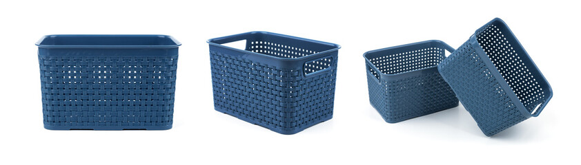 Plastic empty basket isolated on white background