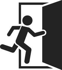 Silhouette of Person Running Through an Open Door exit emergency
