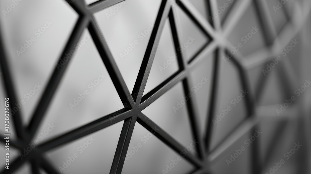 Wall mural geometric black metal structure creating triangular pattern