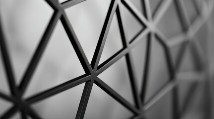Geometric black metal structure creating triangular pattern