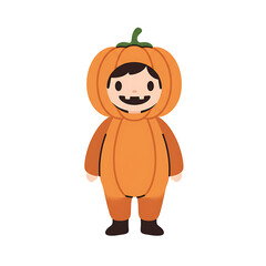 Obraz premium Adorable child in a pumpkin costume celebrating Halloween festivities