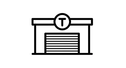 Isolated terminal depot vector icon with loading bay and roof, distribution center illustration