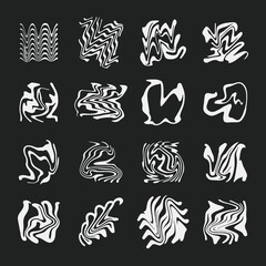 abstract liquify y2k brutalism design object set. abstract liquify line and object