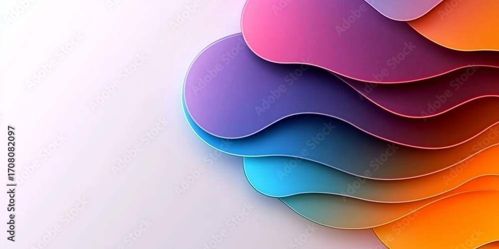 Poster vibrant fusion of colorful layered shapes creating a striking abstract background for creative use