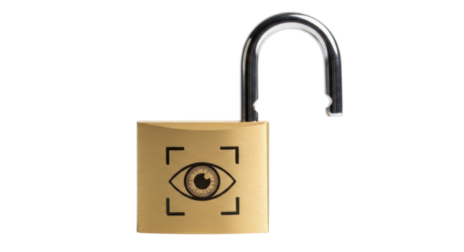 Isolated Unlocked Padlock with Eye