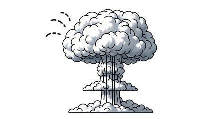 Isolated mushroom cloud illustration for disaster, nuclear, or environmental concept