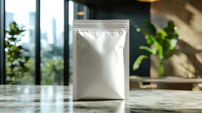 Modern white packaging mockup for product display featuring eco-friendly design, clean branding, and professional marketing in stylish kitchen environment