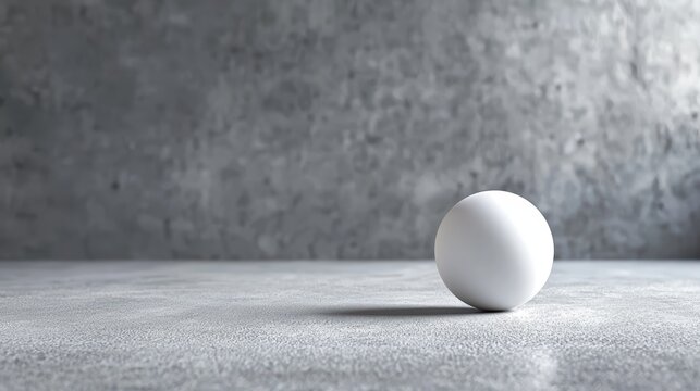 Elegant white ball on textured concrete surface showcasing minimalism and modern design with artistic composition and clean background aesthetics