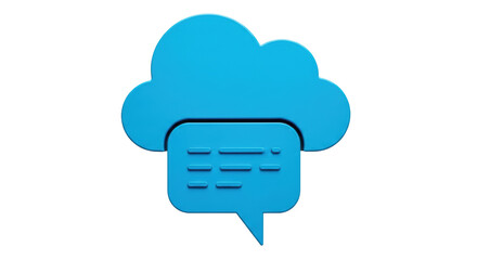 Isolated Blue Communication Cloud with Speech Bubble Design for Notifications and Messages