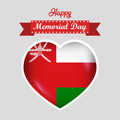 Fototapeta premium Happy Memorial Day Oman Flag Heart Banner