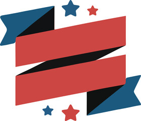 American Patriotic Ribbon Banner with Stars, Blank Template for Text