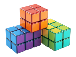 Stack of colorful cubes , isolated on transparent background