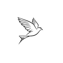 Obraz premium Minimalist vector silhouette of a bird flying, simple line art