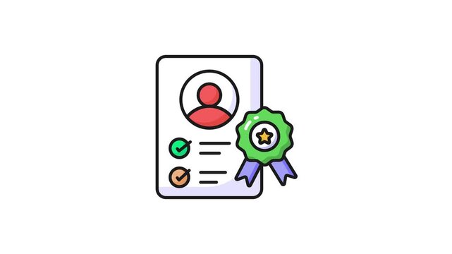 Star badge with page showing concept icon animation of employee certificate in trendy style, employee of the month