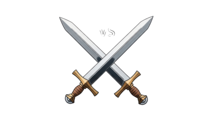 Isolated Crossed Swords, Medieval Symbol for Combat, Rivalry, Challenge, Heroic Quest, & Adventure
