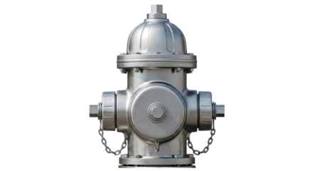 Isolated Metallic Fire Hydrant in Full View for Emergency City Service, Prevention