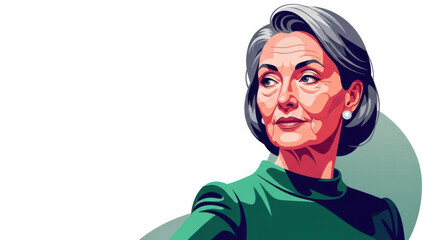 Older woman proud expression with confidence, looking away. Older woman with determined gaze showcases pride, demonstrating strength and independence, confident and happy in her mature years.