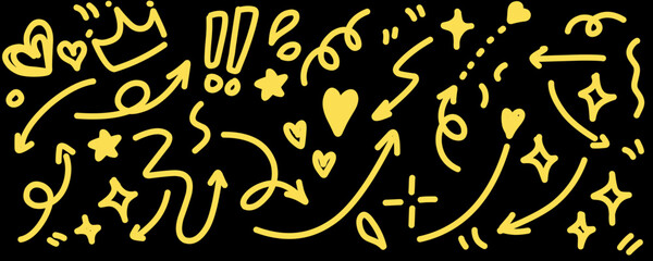 Hand drawn simple elements set. Doodle vector illustration