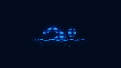 Minimalist Blue Glowing Dots Swimmer Icon
