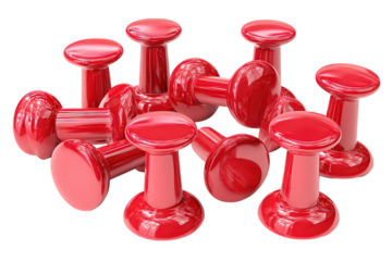 Red Pushpins Clustered Closely