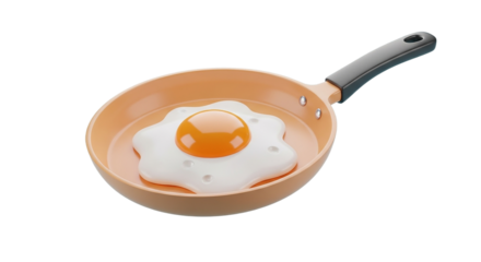 Golden morning A perfectly cooked sunny side up egg glistening in a peach colored pan ready to on transparent background