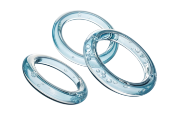 Three Blue Glass Rings Intertwined Design, isolated on transparent background