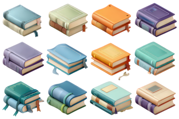 Stacked Vintage Books In Various Colors