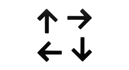 Isolated Set of Four Black Arrows