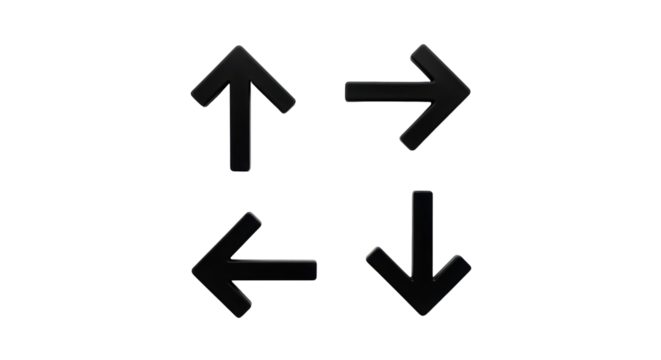 Isolated Set of Four Black Arrows