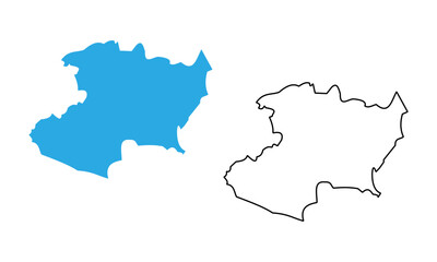 Map of Michoacan, a state of Mexico. Map with detailed outlines and blue silhouettes