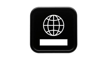 Isolated Black Globe Icon with Blank Label
