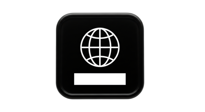 Isolated Black Globe Icon with Blank Label