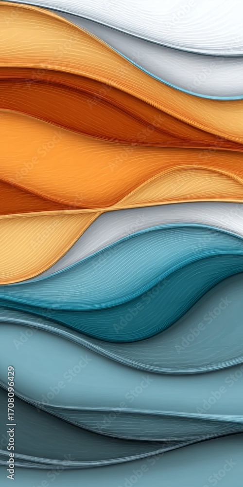 Poster stunning abstract waves in soft gradients from tangerine to ocean blue for creative design projects