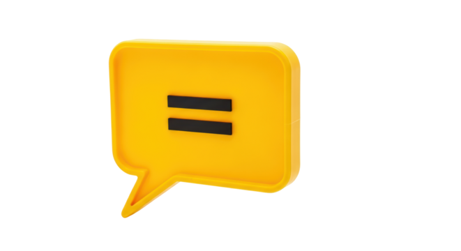Isolated Yellow Speech Bubble Equal Sign