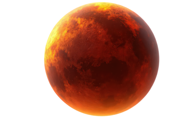 Fiery Planet Sphere Against Black Background