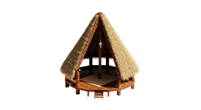 oceanfront tropical gazebo 3d model of island serenity, isolated on transparent background