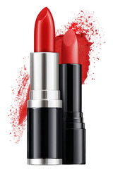 Two Red Lipstick Tubes Against Black Background