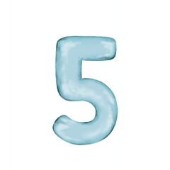 number 5 in a cute blue balloon vector illustration