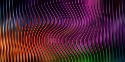 Abstract wavy lines with vibrant gradient colors and metallic sheen