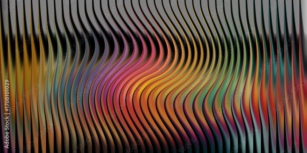Aufkleber wavy abstract background with colorful distorted vertical lines