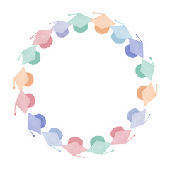 Elegant graduation caps circle frame for celebration and design projects