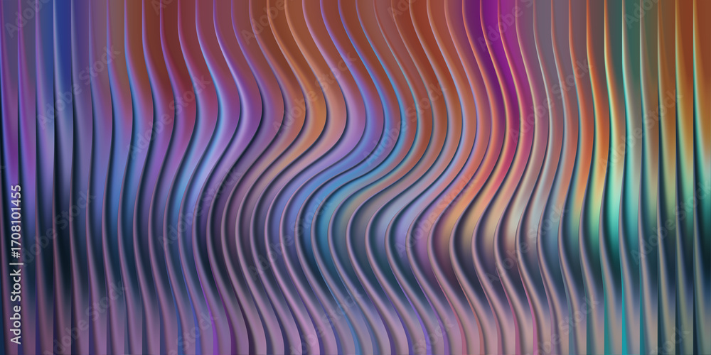 Aufkleber wavy abstract background with iridescent colors and vertical lines