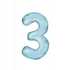 number 3 in a cute blue balloon vector illustration