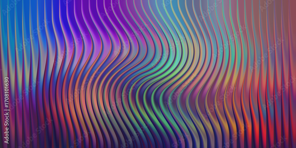 Poster Abstract wavy colorful background with vertical lines and light effects