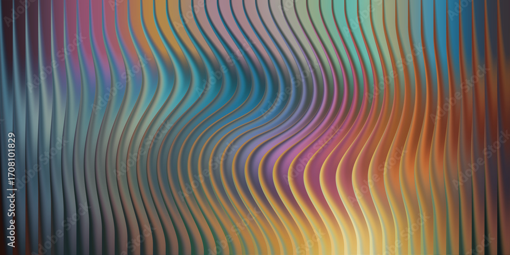 Poster abstract wavy vertical lines with vibrant color gradient background