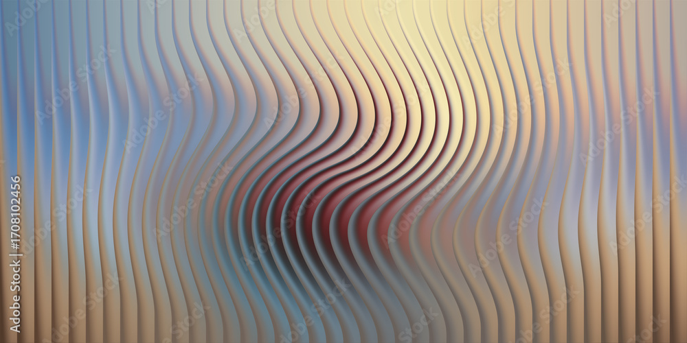 Poster wavy abstract pattern with metallic sheen and soft lighting