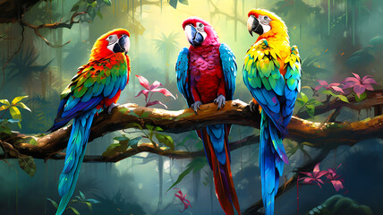Parrot with natural forest background