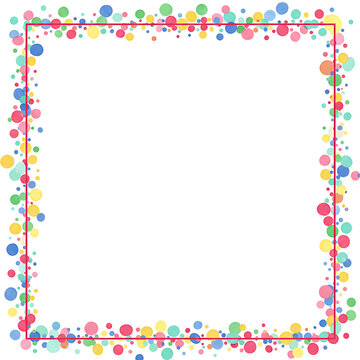 Festive watercolor polka dot frame with vibrant colors and playful pattern