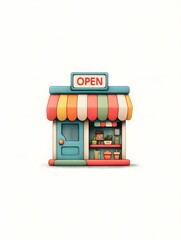 3D Illustration of a Cute Small Business Shop